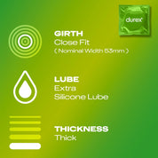 Durex Surprise Me Variety Pack, 40 Condoms, Thin feel, Extra Safe, Pleasure Me, Tickle Me, With Silicone Lube, Condoms Bulk for men, Regular Fit, Ribbed and Dotted, Easy on Shape, Teat Ended