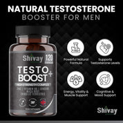 Testo Boost Men’s Vitality & Energy Supplement – Zinc, Vitamin B6, Ginseng, Maca, Tribulus – 120 Vegan Capsules – 2-Month Supply – Made in UK by Shivay Herbals