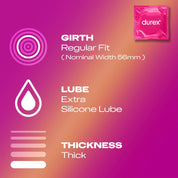 Durex Surprise Me Variety Pack, 40 Condoms, Thin feel, Extra Safe, Pleasure Me, Tickle Me, With Silicone Lube, Condoms Bulk for men, Regular Fit, Ribbed and Dotted, Easy on Shape, Teat Ended