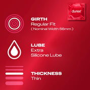 Durex Surprise Me Variety Pack, 40 Condoms, Thin feel, Extra Safe, Pleasure Me, Tickle Me, With Silicone Lube, Condoms Bulk for men, Regular Fit, Ribbed and Dotted, Easy on Shape, Teat Ended