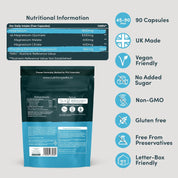 Magnesium Glycinate 3-in-1 Complex - 1800mg Supplements as Bisglycinate, Citrate & Malate 90 Vegan Capsules, Triple High Absorption 384mg Elemental, UK Made