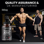 Testo Boost Men’s Vitality & Energy Supplement – Zinc, Vitamin B6, Ginseng, Maca, Tribulus – 120 Vegan Capsules – 2-Month Supply – Made in UK by Shivay Herbals