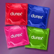 Durex Surprise Me Variety Pack, 40 Condoms, Thin feel, Extra Safe, Pleasure Me, Tickle Me, With Silicone Lube, Condoms Bulk for men, Regular Fit, Ribbed and Dotted, Easy on Shape, Teat Ended